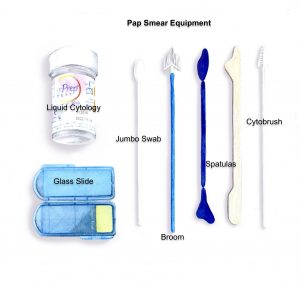 Diagram of different types of tools for vaginal and cervical testing, labeled