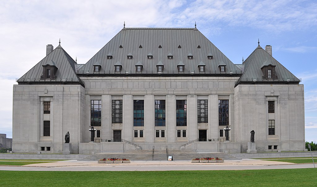 A photo of the Supreme court of Canada building in Ottawa. No people are present in the photo.