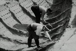 1938 excavation of am Anglo-Saxon burial ship in Sutton Hoo, UK 