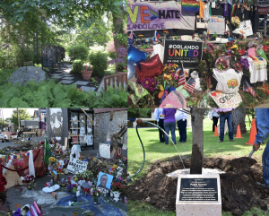 Collage of four different types of memorials. 