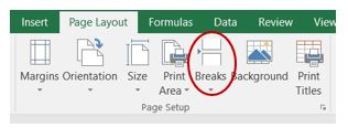 Breaks Button on Page Layout tab.