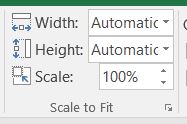Scale to Fit options Width, Height, and Scale.