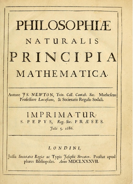 image of teh cover of Newton's book named Principles of mathematics