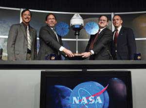 Men at NASA shaking hands