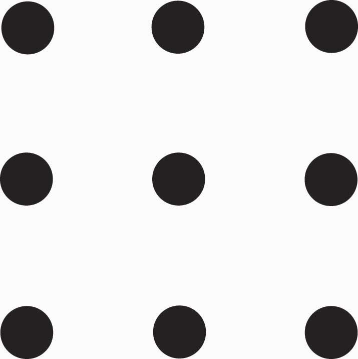 The nine dots problem showing 3 rows of 3 dots