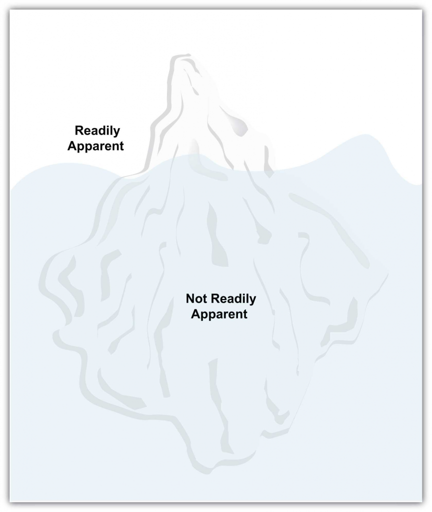 illustration of an iceberg with only a small part above the water