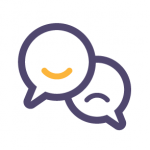 icon showing two dialogue balloons one with a smile one with a frown
