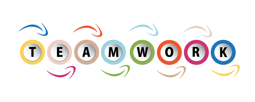 illustration of the word teamwork in a colourful design