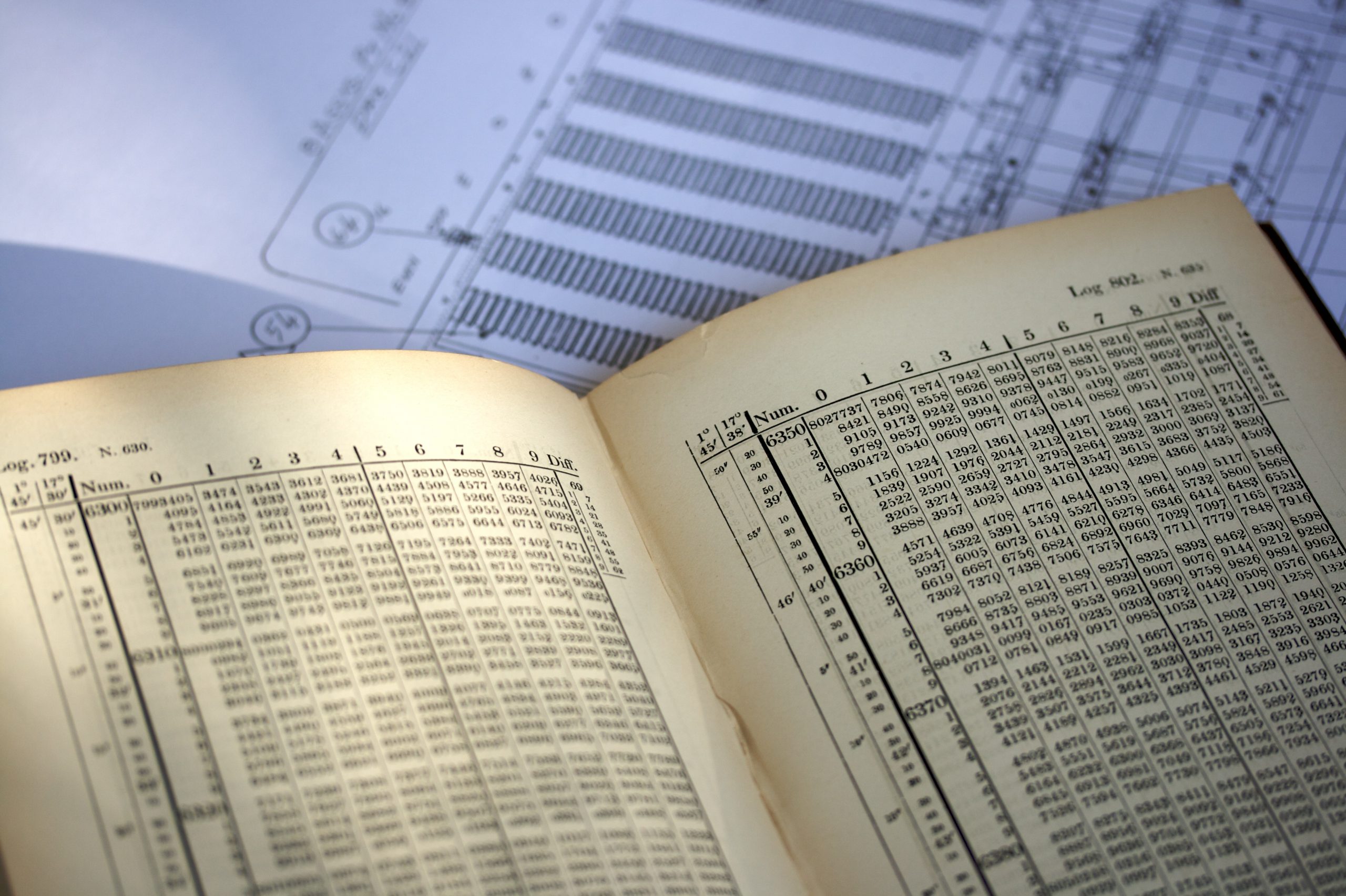 picture of book of mathematical tables, laid open
