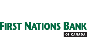 logo of the First Nations Bank of Canada, which is "FIRST NATIONS BANK" in green font with "OF CANADA" in smaller white font on black rectangle under the word "BANK".
