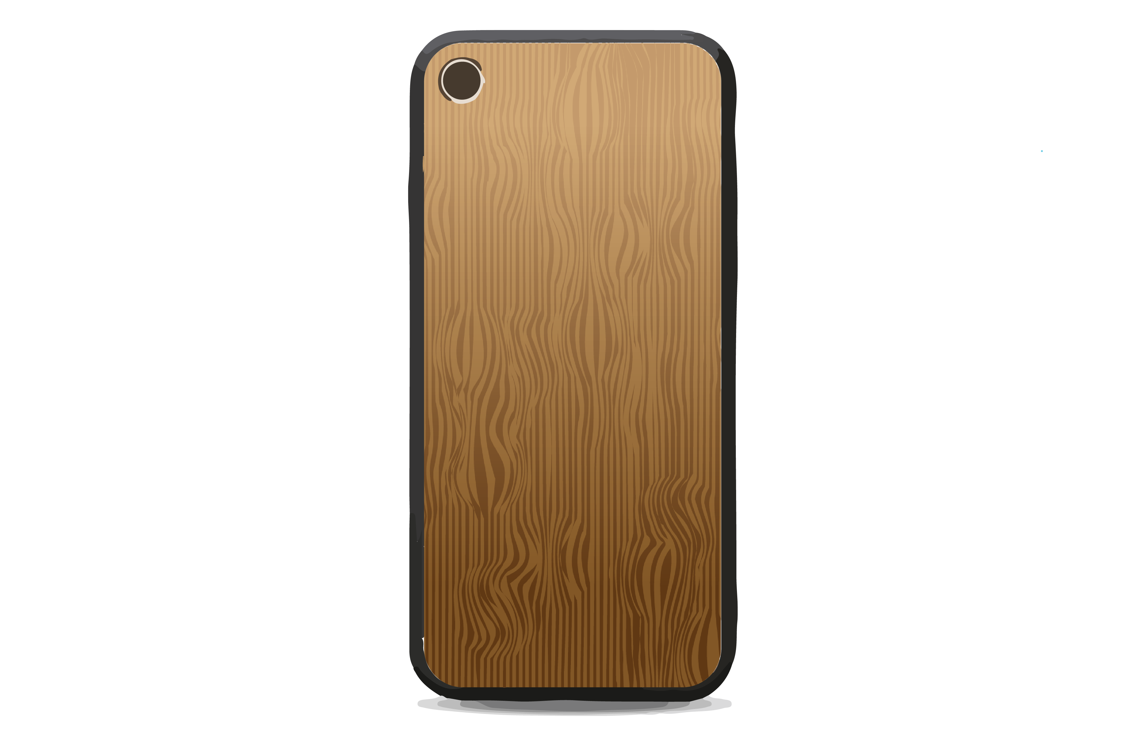 A cell phone case cover that looks like it is made of wood because it is brown with a wood grain pattern on the surface.