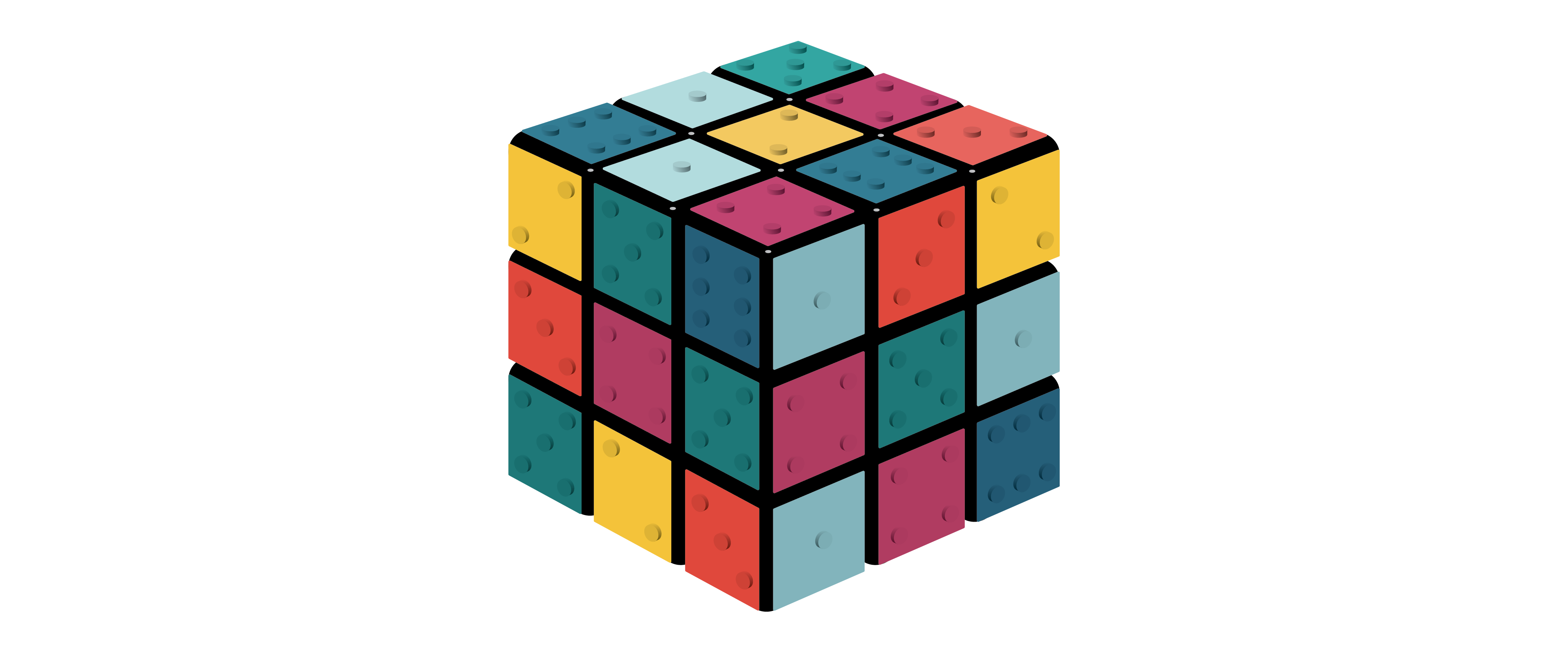 A colourful Rubik&#039;s Cube with tactile bumps.