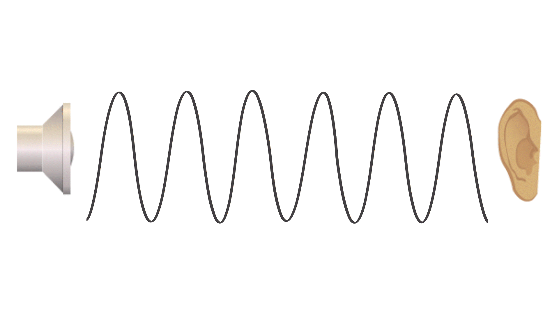 GIF of sound waves travelling from a speaker to an ear.