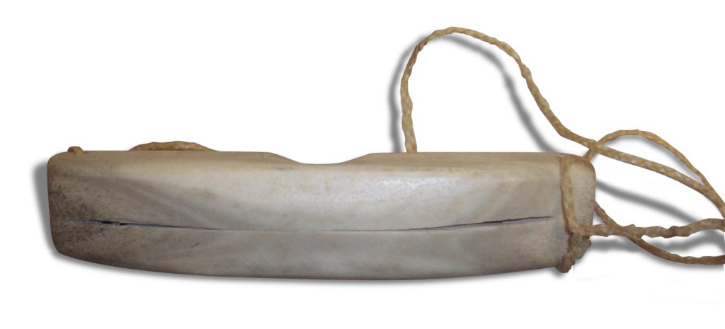 Inuit snow goggles, called Ilgaak / Iggaak, are pictured.