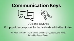 Infographics by Danny Pryke on the communications keys of providing support to persons with disabilities