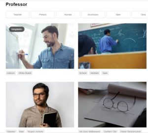 The image illustrates pictures of professors on Unsplash website
