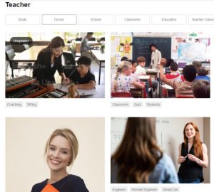 The image illustrates pictures of teachers on Unsplash website