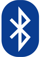 White symbol on navy blue background