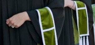 Close-up of convocation stoles