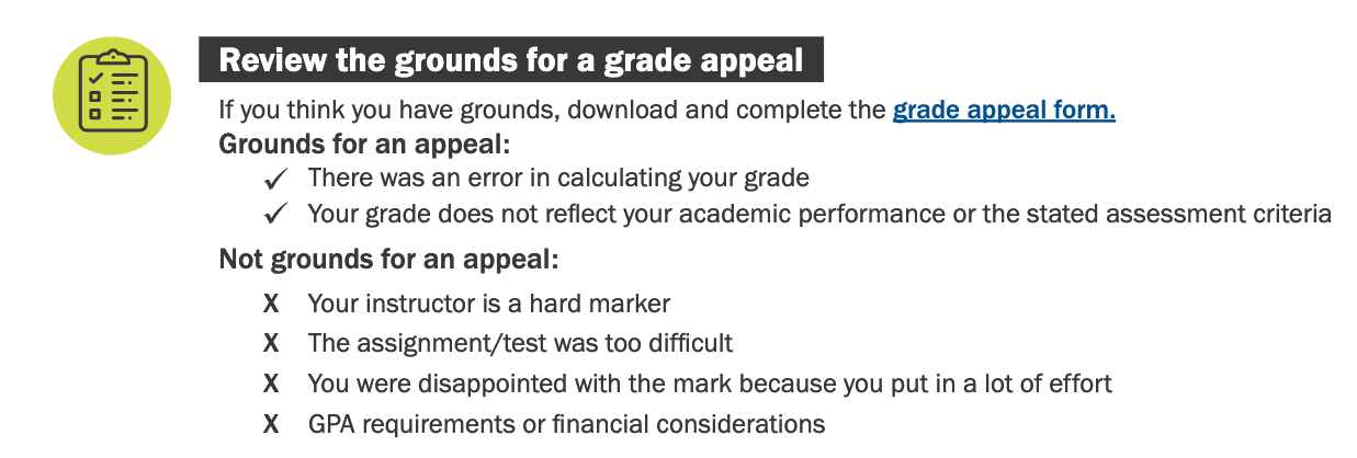 Review the Grounds for a Grade Appeal