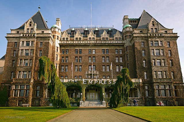 The Empress Hotel is a large, old-style hotel.