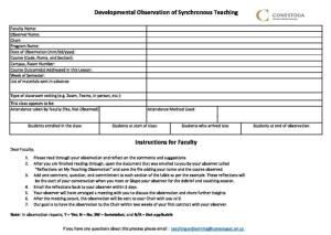 Developmental Observation of Synchronous Teaching Report Form