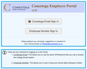 Figure 3.4.1 Conestoga Employee Portal menu