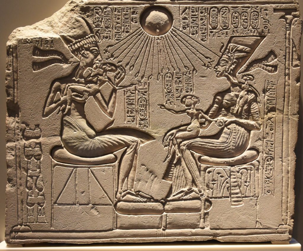 This intimate family scene is very different from the other depictions of pharaohs in art in this chapter