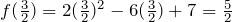 f(\frac{3}{2})=2(\frac{3}{2})^2-6(\frac{3}{2})+7=\frac{5}{2}