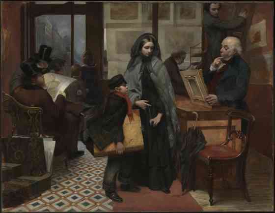 Emily Mary Osborn, Nameless and Friendless, "The rich man's wealth is his strong city: the destruction of the poor is their poverty" (Proverbs: 10:15), 1857, oil on canvas, 82 x 104 cm (Tate Britain, London)