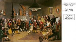 Large group of men in a room with sculptures