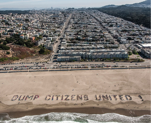 Inscription in the sand: Dump Citizens United!