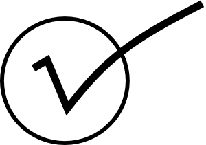A check mark surrounded by a circle