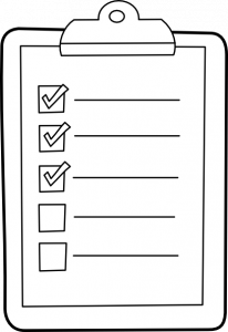 a checklist with three items ticked off