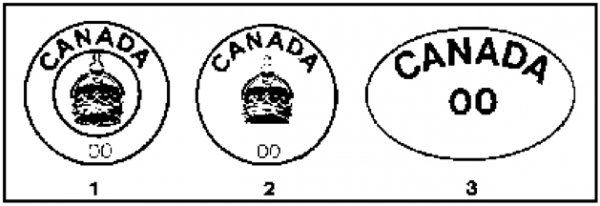 Figure 13 Meat inspection stamps (CFIA)