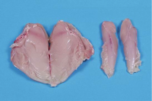 Figure 31 Boneless skinless chicken breast with fillets removed. Photo by Jakes and Associates shared under CC-BY-NC 4.0