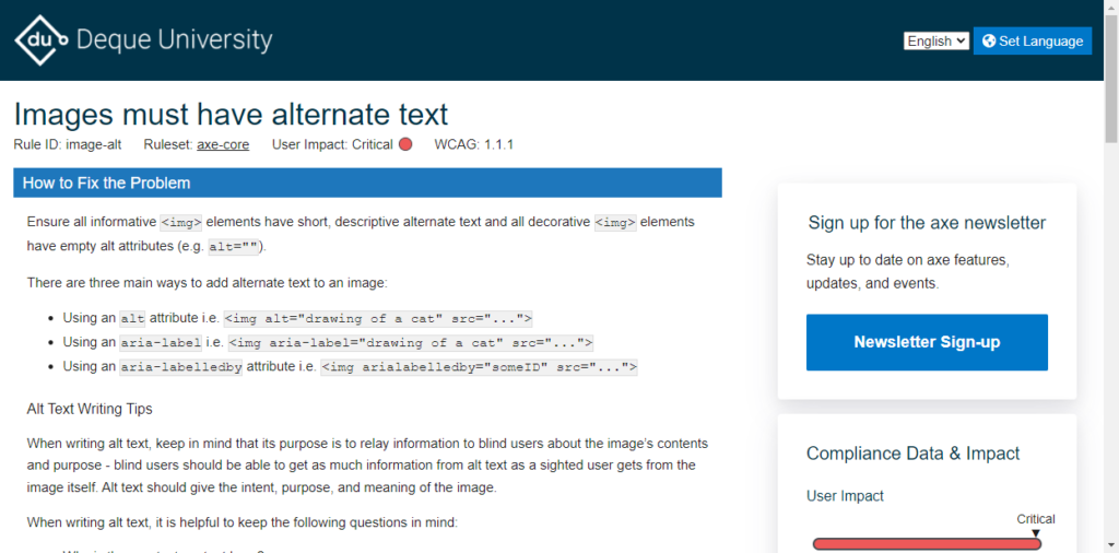 Configuring the axe DevTools Extension