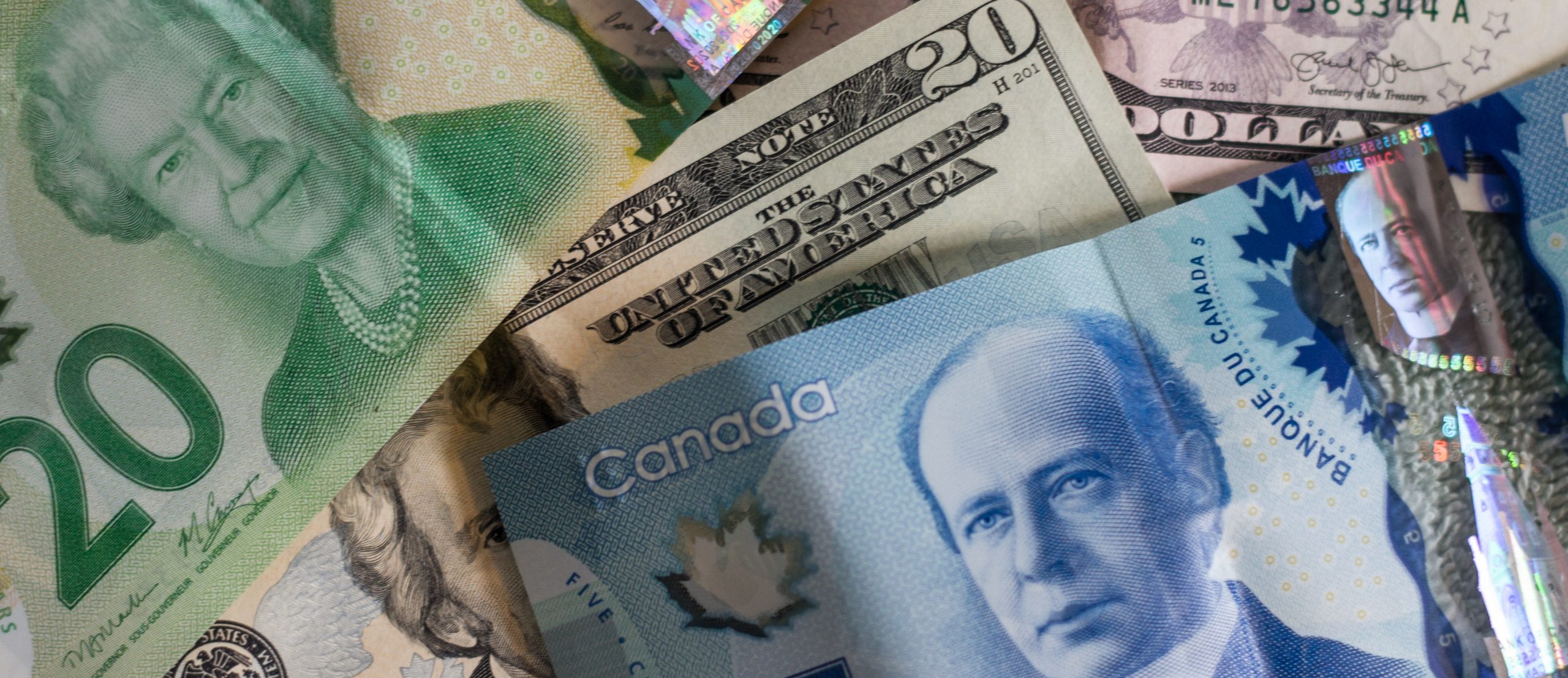Canadian money in various denominations