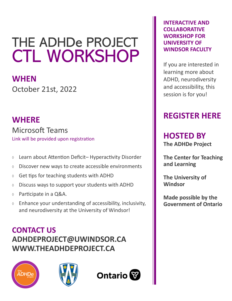marketing poster for the ADHDe project CTL workshop