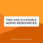 Title page for an ADHD resource guide. Text reads “Free and accessible ADHD resources”.