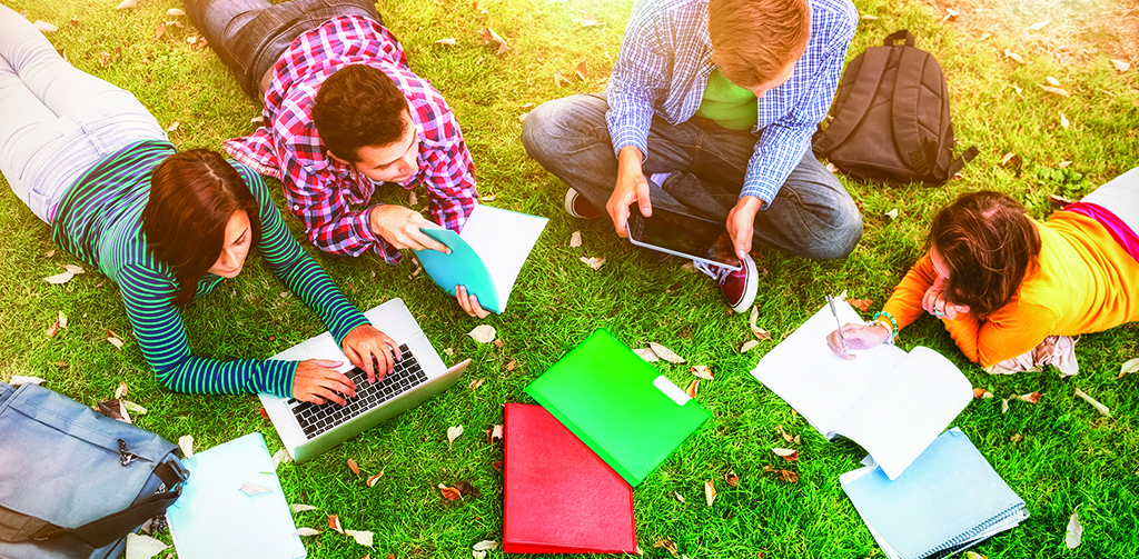 A group of students working together