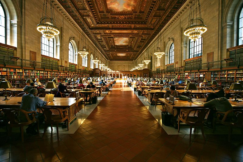 Large reading room with high ceilings