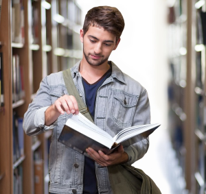 Man in library