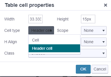 Steps to create a table heading