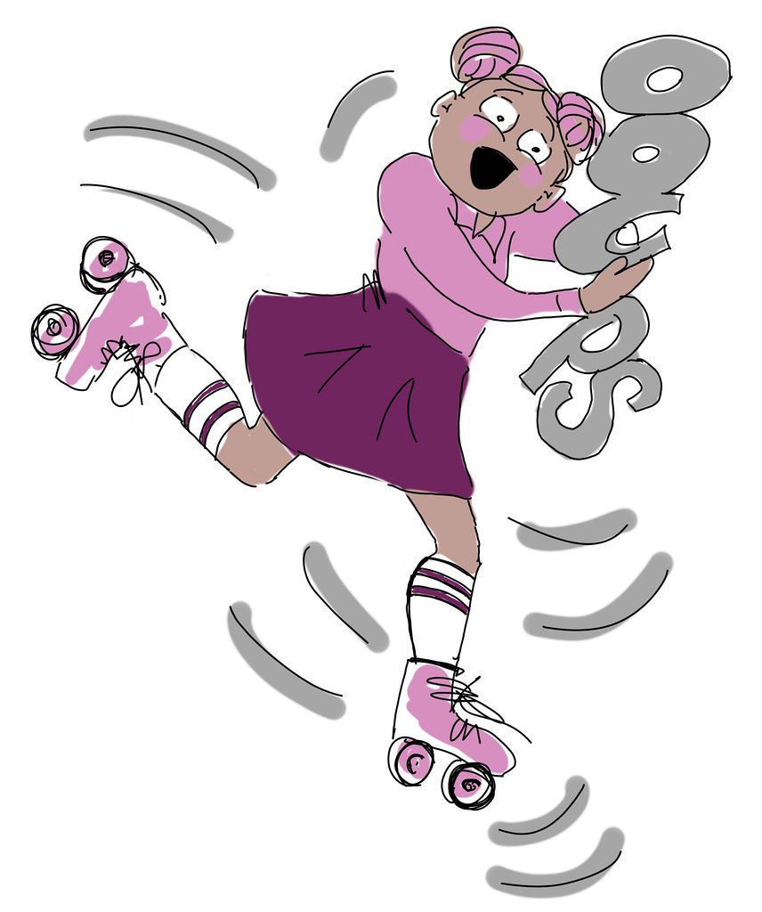 embrace mistakes: person on rollerskates embracing the word oops