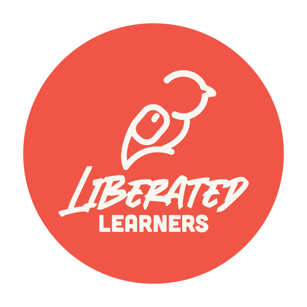 liberated learners icon bird on red-orange background
