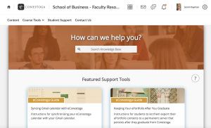 screenshot of main page of econestoga showing student support page