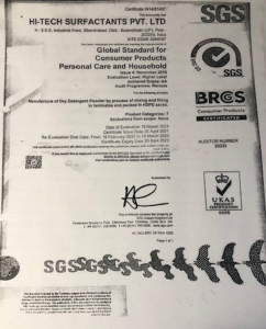 A photograph of a BRC Certificate [see image description]