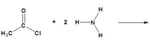 A 2 carbon chain with a double bonded oxygen and a chlorine bonded to the first carbon, reacts with 2 ammonia to produce what?