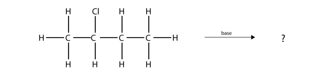 2-chlorobutane reacts with a base.